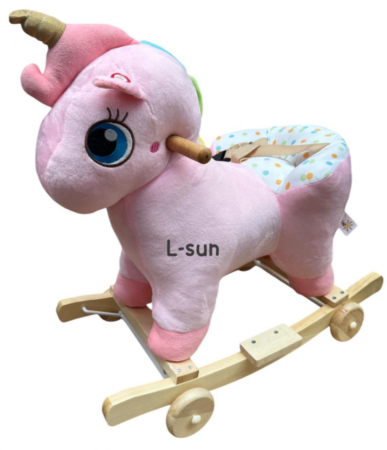 Calut Balansoar, Lemn si Plus, Cu Rotile, cu esarfa, cu lumini si sunete, 61 Cm [5]