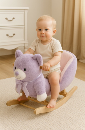 Balansoar Pentru Bebelusi, Lemn + Plus, Mov, Ursulet [1]