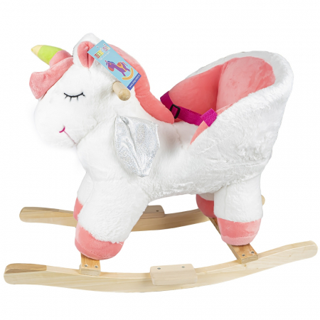 Balansoar pentru bebelusi, Unicorn, lemn + plus, roz+alb, 52 cm [1]