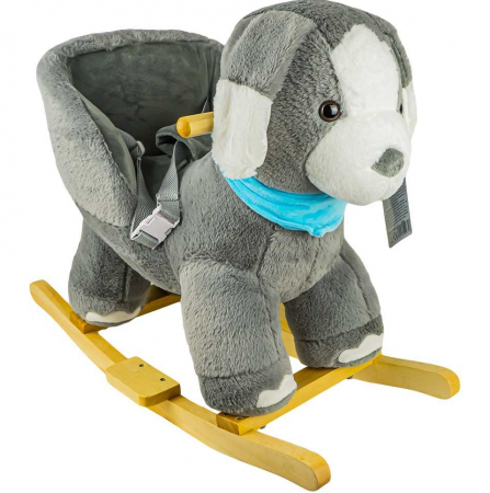 Balansoare si Leagane - Balansoar pentru pebelusi, model catel, Gri, 68x30x56 cm