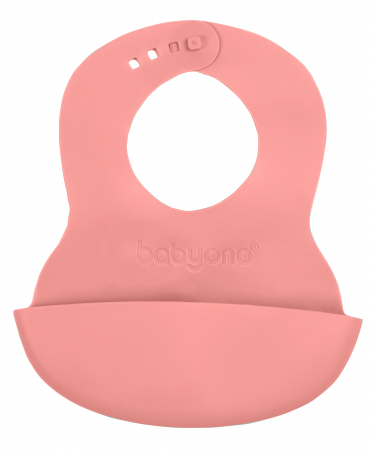Pentru bebe - Barbita impermeabila din cauciuc moale cu buzunar pentru copii peste 6 luni, roz Babyono