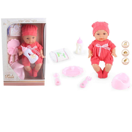 Papusi, plusuri, zane si figurine - Bebelus Care Face Pipi + Olita+ Accesorii