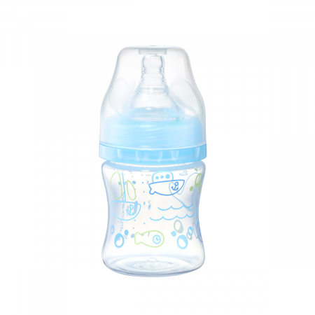 Pentru bebe - Biberon cu gat larg Babyono albastru pesti 120 ml