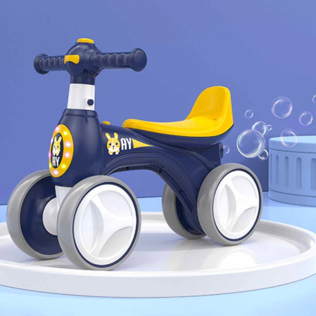 Trotinete si biciclete - Bicicleta fara pedale, Varsta 1-3 ani, care face balaoane cand merge, cu lumini si muzica, Albastru