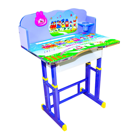 Birou + Scaunel, Reglabile/Desene/Albastru/MDF+Metal [1]