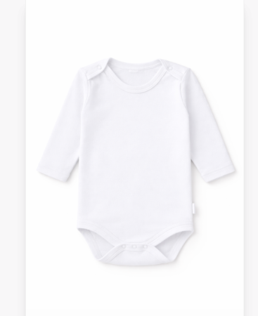 Haine bebe baietei - Body simplu cu mânecă lungă, Alb