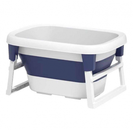 La baita - Cadita extensibila functie de varsta, 0-24 luni, cu pelicula antiderapanta, termometru digital si suport buretat, albastra