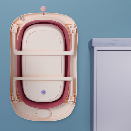 Cadita pliabila pentru bebelusi Beberoyal, cu termometru digital si dop de scurgere, Roz, 81cm [1]