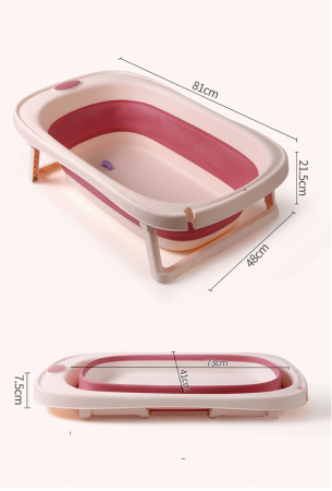 Cadita pliabila pentru bebelusi Beberoyal, cu termometru digital si dop de scurgere, Roz, 81cm [7]