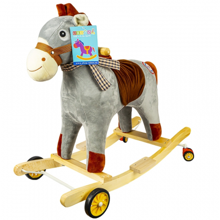 Balansoare si Leagane - Calut Balansoar, Gri, Cu Rotile, 60 Cm