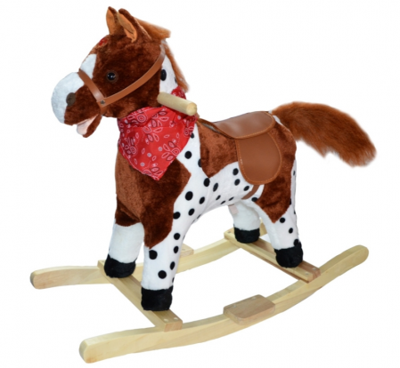 Balansoare si Leagane - Calut Balansoar, Lemn + Plus, Caramiziu/Maro+Alb, 60 Cm