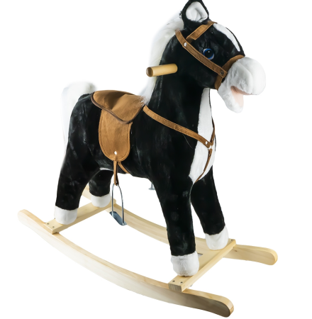 Balansoare si Leagane - Calut balansoar, lemn + plus, negru, 78x28x68 cm