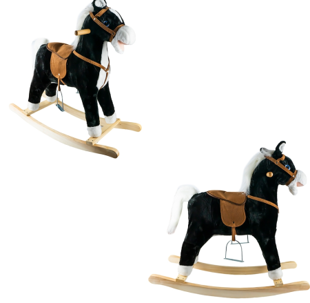 Calut balansoar, lemn + plus, negru, 78x28x68 cm [2]