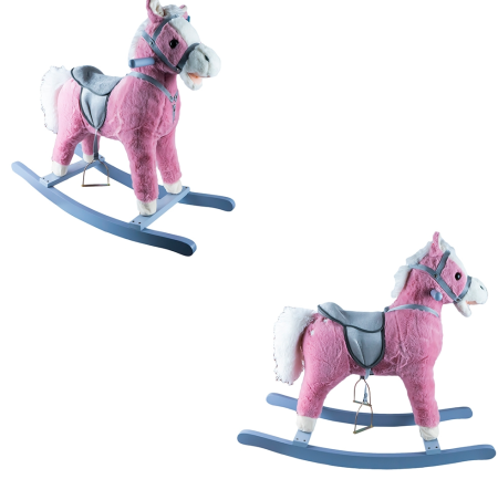 Calut balansoar, lemn + plus, roz, 74x33x62 cm [2]