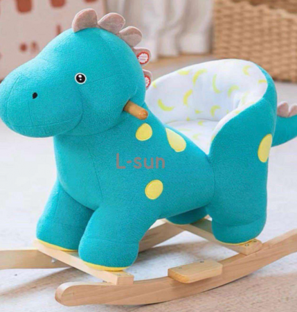 Balansoare si Leagane - Balansoar Pentru Bebelusi, Lemn + Plus, 60x34x45 Cm, Puisor de Dinozaur