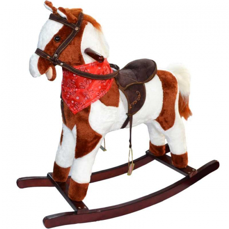 Balansoare si Leagane - Calut Balansoar, SPOT, Lemn si Plus, Maro si Alb, 71 Cm