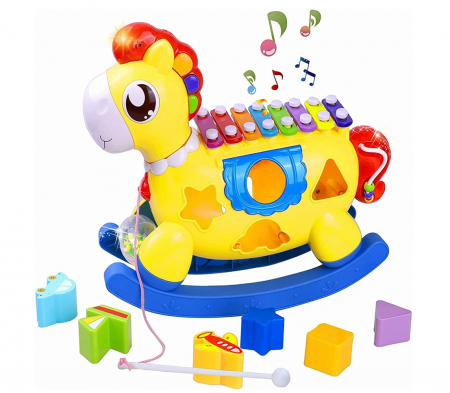 Jucarii tip Montessori - Calut xilofon balansoar L&M cu functie sortare