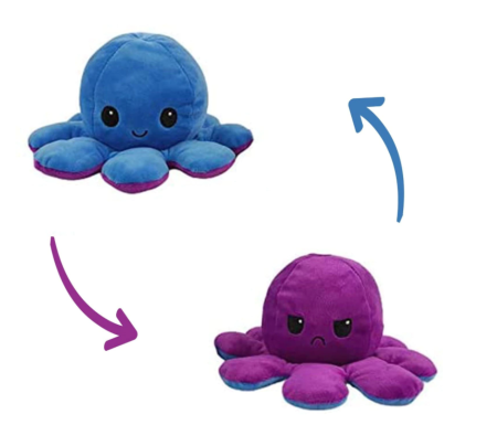 Jucarii interactive bebe - Caracatita reversibila din plus cu fata fericita si fata trista