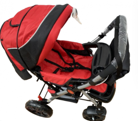 Carucior 0-36 luni, cu maner reversibil, geanta de accesorii si cos cumparaturi, Rosu [2]