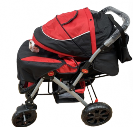 Carucior 0-36 luni, cu maner reversibil, geanta de accesorii si cos cumparaturi, Rosu [1]