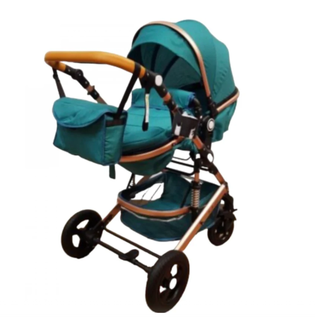 Carucior 2 in 1, Belecoo, cu maner din piele ,landou reversibil, geanta pentru accesorii, multifunctional [4]