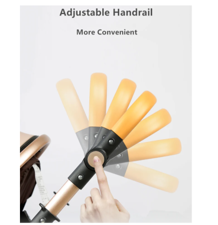 Carucior 2 in 1, Belecoo, cu maner din piele ,landou reversibil, geanta pentru accesorii, multifunctional [5]