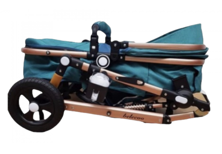 Carucior 2 in 1, Belecoo, cu maner din piele ,landou reversibil, geanta pentru accesorii, multifunctional [3]