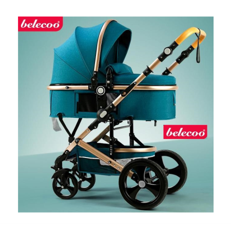 Carucioare - Carucior 2 in 1, Belecoo, cu maner din piele ,landou reversibil, geanta pentru accesorii, multifunctional