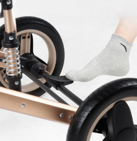 Carucior 2 in 1, Belecoo, cu maner protectie din piele, landou reversibil, geanta pentru accesorii, multifunctional, negru ebony [4]