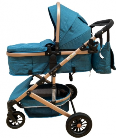 Carucior 2 in 1, Bubu Still, Dubla suspensie pe roata si cadru, Geanta inclusa, Roata cauciuc, Gonflabila, turcoise [6]