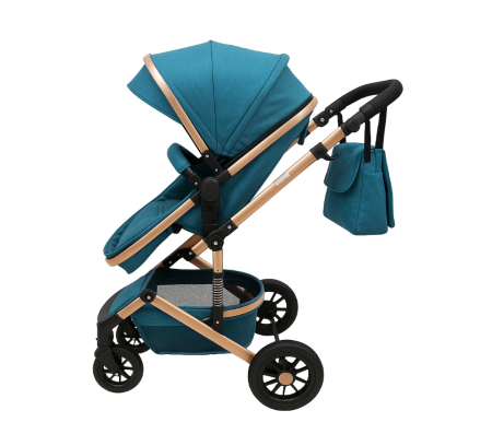 Carucior 2 in 1, Bubu Still, Dubla suspensie pe roata si cadru, Geanta inclusa, Roata cauciuc, Gonflabila, turcoise [2]