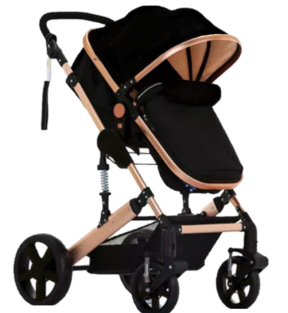 Carucior 2 in 1 - Carucior 2 in 1,Bubu Still, Dubla suspensie pe roata si cadru ,,Roata cauciuc,Maner piele Negru