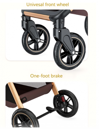 Carucior 2 in 1, Cu landou Reversibil, copertina extensibila, geanta pentru scutece, Belecoo [9]