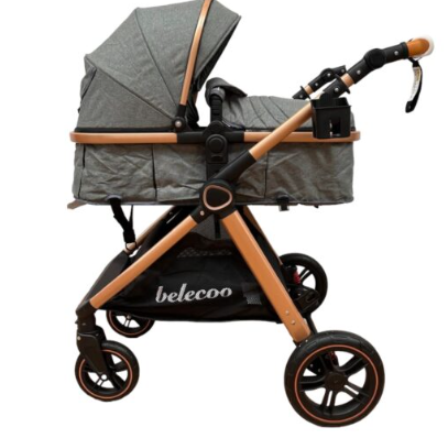 Carucior 2 in 1, Cu landou Reversibil, copertina extensibila, geanta pentru scutece, Belecoo [10]