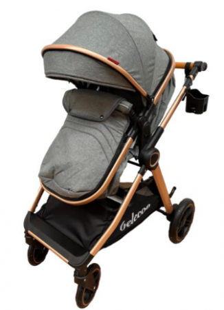 Carucior 2 in 1, Cu landou Reversibil, copertina extensibila, geanta pentru scutece, Belecoo [11]
