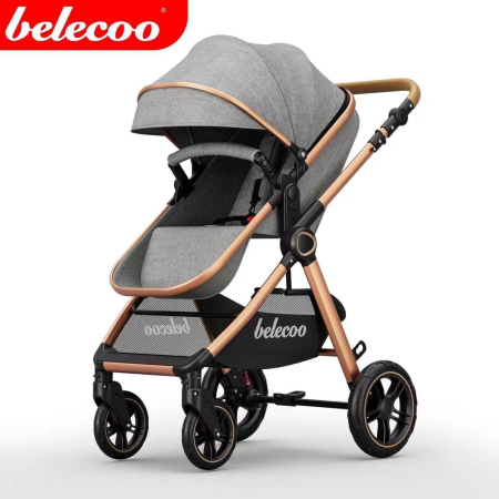 Carucior 2 in 1, Cu landou Reversibil, copertina extensibila, geanta pentru scutece, Belecoo [2]
