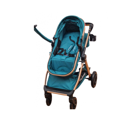 Carucior 2 in 1, Cu landou Reversibil, copertina extensibila, geanta pentru scutece, Belecoo, Turcoaz [3]