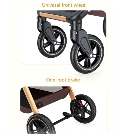 Carucior 2 in 1, Cu landou Reversibil, copertina extensibila, geanta pentru scutece, Belecoo, Turcoaz [8]