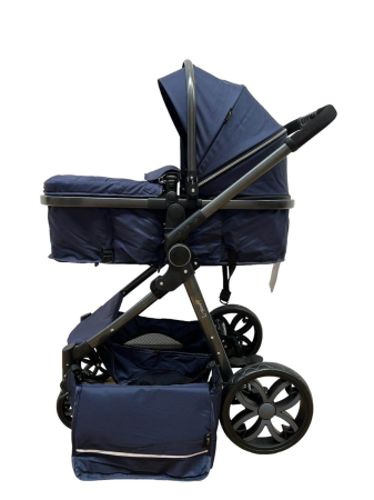 Carucior 2 in 1, Cu landou Reversibil, copertina extensibila, geanta pentru scutece, strangere compacta, plasa de insecte si saltea bambus, albastru [3]