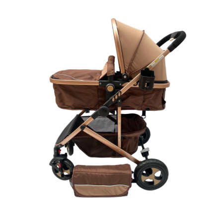 Carucior 2 in 1 - Carucior 2 in 1, Cu landou Reversibil, copertina extensibila, geanta pentru scutece, strangere compacta, plasa de insecte si saltea bambus, bej