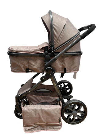 Carucior 2 in 1 - Carucior 2 in 1, Cu landou Reversibil, copertina extensibila, geanta pentru scutece, strangere compacta, plasa de insecte si saltea bambus, bej