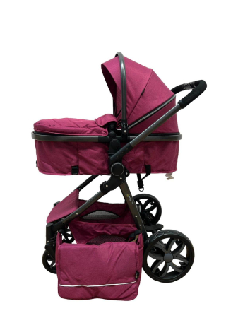 Carucior 2 in 1 - Carucior 2 in 1, Cu landou Reversibil, copertina extensibila, geanta pentru scutece, strangere compacta, plasa de insecte si saltea bambus, mov