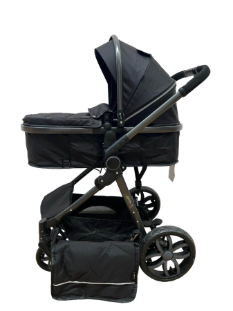 Carucior 2 in 1, Cu landou Reversibil, copertina extensibila, geanta pentru scutece, strangere compacta, plasa de insecte si saltea bambus, negru [4]