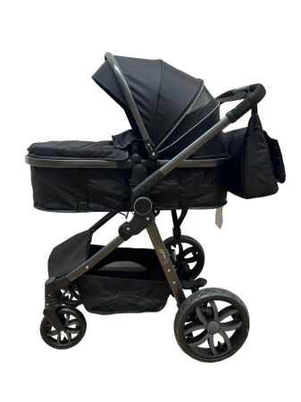 Carucior 2 in 1 - Carucior 2 in 1, Cu landou Reversibil, copertina extensibila, geanta pentru scutece, strangere compacta, plasa de insecte si saltea bambus, negru