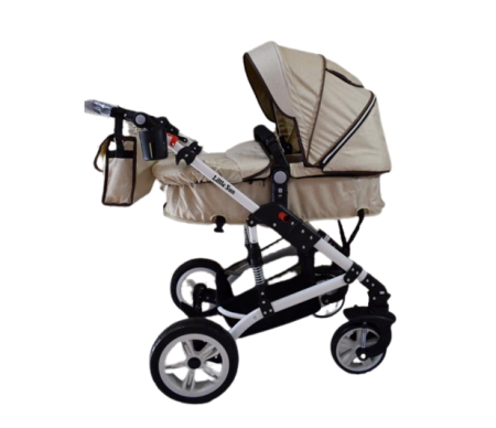 Carucior,2 in 1, Cu landou Reversibil,Material anti-UV,Roata antieroziune,Suport Accesorii, Dubla Suspensie pe roata si pe cadru,Geanta pentru scutece, Gri [2]