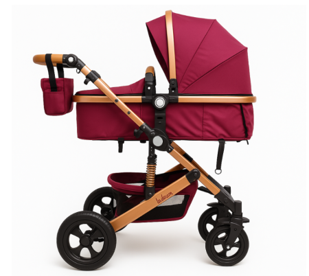 Carucior 2 in 1 - Carucior, 2 in 1, Cu landou Reversibil, Material anti-UV, Roata antieroziune, Suport Accesorii, Dubla Suspensie pe roata si pe cadru, Geanta pentru scutece, Lila