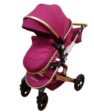 Carucior 2 in 1 - Carucior,2 in 1, Cu landou Reversibil,Material anti-UV,Roata antieroziune,Suport Accesorii, Dubla Suspensie pe roata si pe cadru,Geanta pentru scutece, Lila