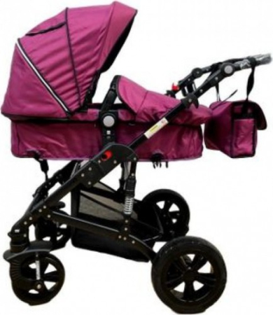 Carucior 2 in 1 - Carucior,2 in 1, Cu landou Reversibil,Material anti-UV,Roata antieroziune,Suport Accesorii, Dubla Suspensie pe roata si pe cadru,Geanta pentru scutece, mov