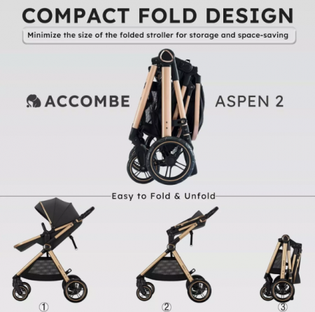 Carucior 2 in 1, Cu landou Reversibil, Material anti-UV, Roata antieroziune, Suport Accesorii, Dubla Suspensie pe roata si pe cadru, Geanta pentru scutece Negru havana [6]