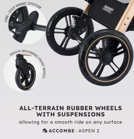 Carucior 2 in 1, Cu landou Reversibil, Material anti-UV, Roata antieroziune, Suport Accesorii, Dubla Suspensie pe roata si pe cadru, Geanta pentru scutece Negru havana [3]